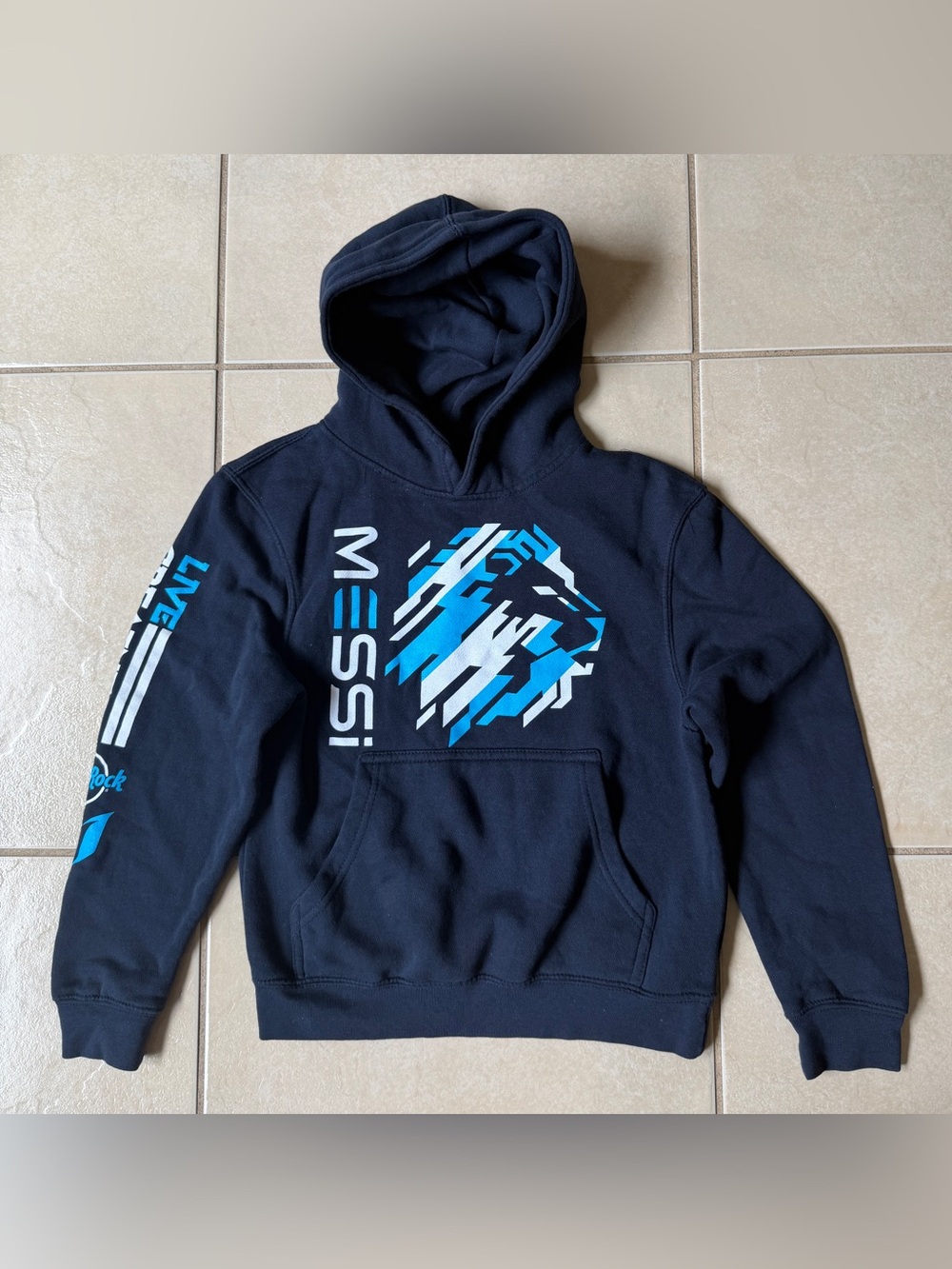 Hard Rock Cafe x Messi Youth Kids Blue Lion Hoodie Size S Small (16.5")